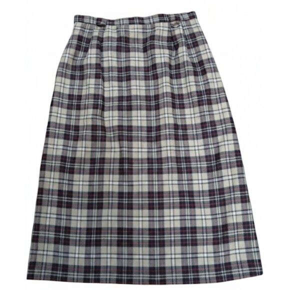 century Dresses & Skirts - Vintage century Boston long wool pencil skirt womens 28 waist plaid beige red